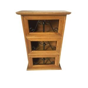 Vintage 3 Drawer Box with Metal Scroll Fronts Stand Alone or Wall Hanger